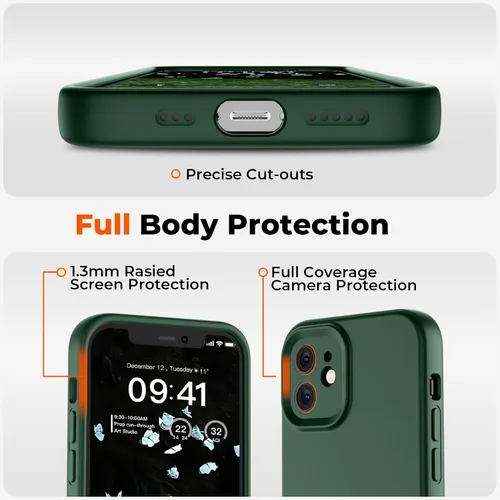 Vista 4 de SUPFINE - Funda diseñada para iPhone 12, silicona líquida premium con [forro de microfibra suave antiarañazos][protección de cámara mejorada], funda