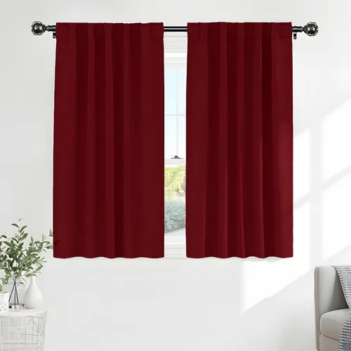 Vista 62 de PONY DANCE Cortinas cortas con aislamiento térmico para ventana pequeña, para guardería, baño, cocina, lavandería, caravana, sótano, 29 pulgadas