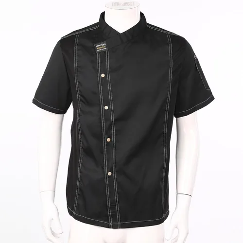 Vista 3 de Unisex Men Women Chef Jacket Chef Coat negro (Black Short Sleeve)