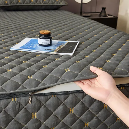 Vista 5 de Zippered Full Mattress Encasement, 6-Sided Dustproof Cover Gris Oscuro