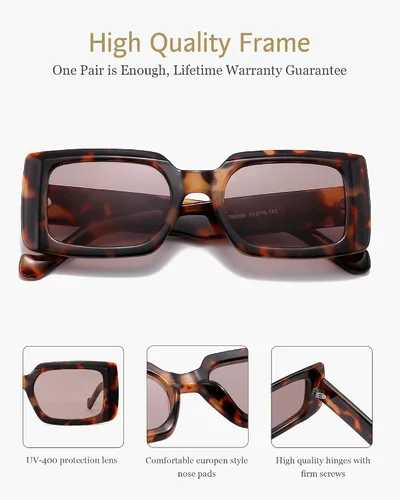 Vista 5 de ANRRI - Gafas de sol rectangulares para hombres y mujeres