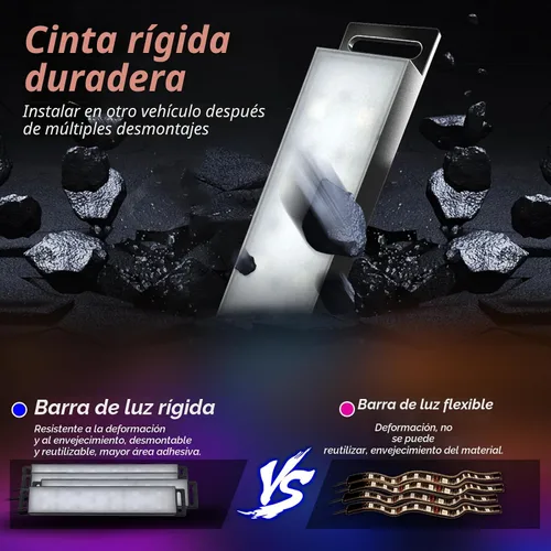 Vista 5 de YiLaie Luces interiores de automóvil, luces interiores inteligentes para automóvil con control de aplicación, kit de iluminación interna de neón
