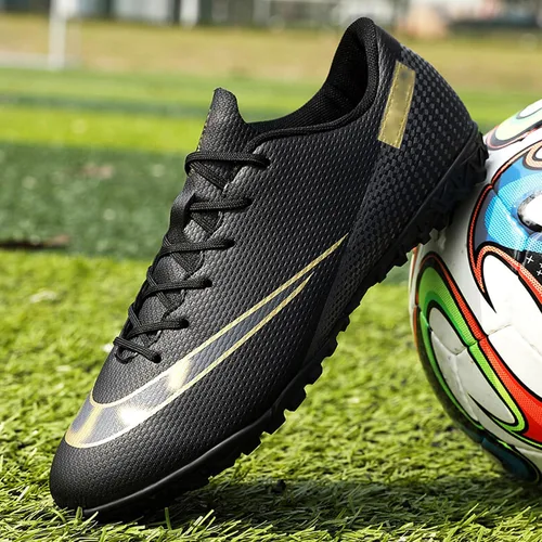 Vista 8 de Zapatos de fútbol para hombre, bajos y con cordones, antideslizantes, para interiores, fútbol sala de fútbol americano, TF, tacos de césped