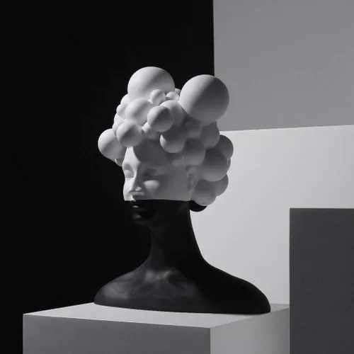 Vista 7 de Feng Chino Shui Estatua Escultura Personaje Decoración Abstracto Mujer Cara Arte Escultura Creativa Resina Meditación Humana Estatua Grande