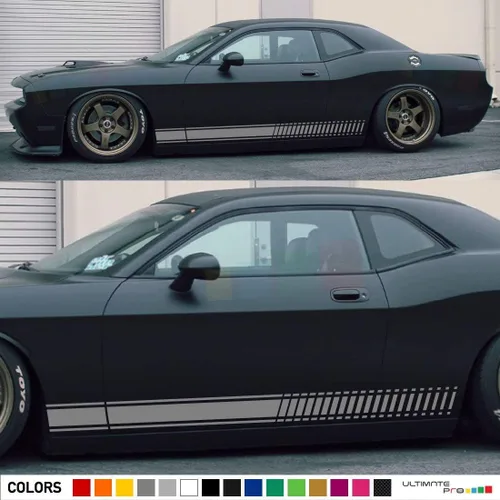 Vista 2 de 2 calcomanías de vinilo con rayas laterales compatibles con Dodge Challenger 2008-presente