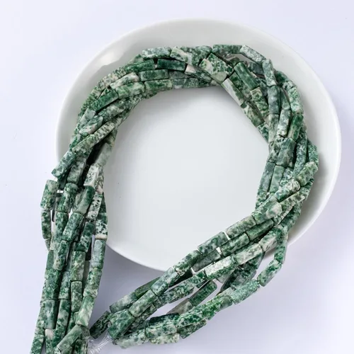 Vista 7 de Cuentas de tubo rectangular de jade africano natural, 0.157 x 0.512 in, 15.0 in/str sueltas semi piedras preciosas para hacer pulseras, collares