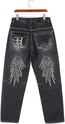 Vista 6 de BUYDUAL Men's Baggy Jeans Y2k Loose Fit 90s Hip Hop Vintage Baggy Fit Denim Pants Fashion Dance Skater Skateboard Pants