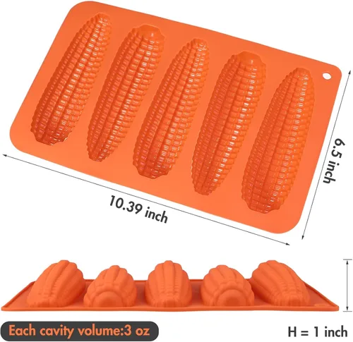 Vista 2 de Webake Juego de 2 moldes de silicona para pan de mazorca de maíz para hornear maíz para perros, pan de maíz del sur