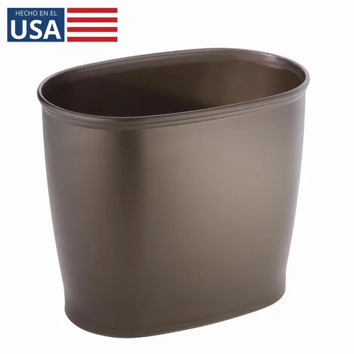 Vista 2 de iDesign - Cubo de basura delgado de plástico para baño, pequeño para dormitorio, oficina, escritorio, dormitorio, bronce Cubo de basura pequeño