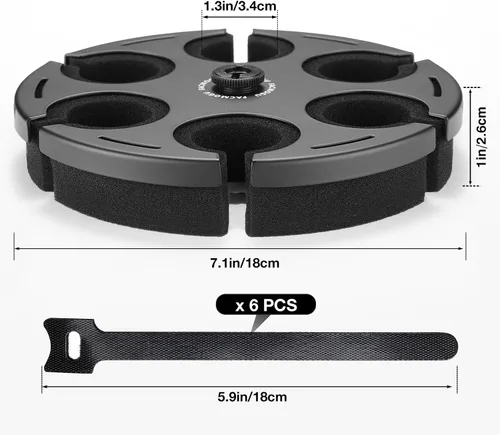Vista 7 de Facmogu Soporte para micrófonos múltiples, soporte de aluminio para micrófonos múltiples con capacidad para hasta 6 micrófonos para organizador