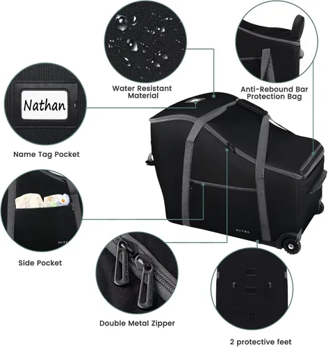Vista 5 de Bolsa de viaje para asiento de coche infantil SCTEL Compatible con Doona, asiento de coche y base, Chicco Keyfit 35 y base, bolsa de viaje Doona