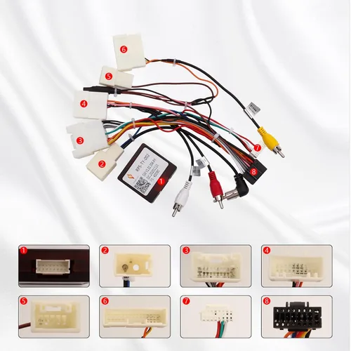Vista 2 de Arnés de cableado estéreo de automóvil de 16 pines con caja Canbus para Toyota Camry RAV4 Corolla Tundra Highlander, compatible con amplificador JBL