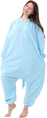 Vista 3 de drafform Unisex Adult Axolotl Onesie Pajamas Halloween Cosplay Costume Animal One-Piece Jumpsuit Party Sleepwear Homewear