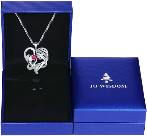 Vista 7 de JO WISDOM Collar de plata de ley 925 con colgante de corazón AAA, para madre e hija, regalo para mamá