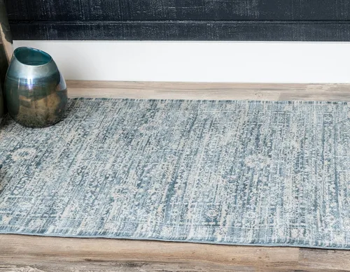 Vista 6 de Unique Loom Paris Collection - Alfombra de abedul (2 pies 7 pulgadas x 6 pies, color azul/beige)