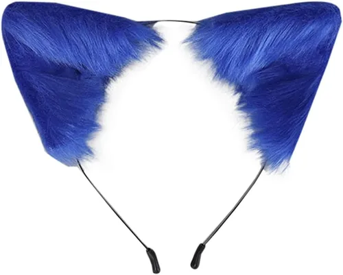 Vista 4 de VIGVAN Orejas de lobo de zorro Animal Cosplay Cat Accesorios de cosplay para Halloween (negro)