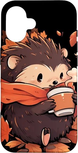 Vista 32 de Hedgehog Fall Autumn Leaves Pumpkin Spice Latte Kawaii Case for iPhone 17