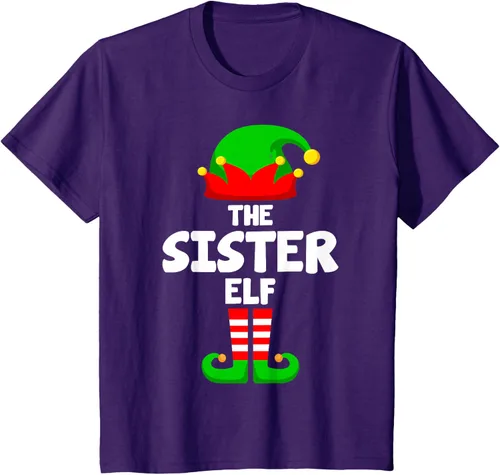 Vista 4 de Sister Elf Matching Family Christmas T-Shirt, Negro