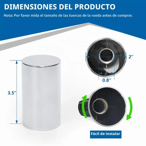 Vista 5 de Grandroad auto 20 Pack de cubiertas de tuerca, 33mm por 3-1/2" Rosca en tapa de tuerca cilíndrica de tapa plana ABS cromado plástico antióxido