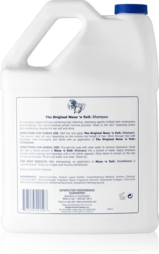 Vista 2 de Mane 'n Tail Champú original para caballo, fórmula de aseo enriquecida con proteínas para pelos suaves y brillantes, melenas y colas, limpieza