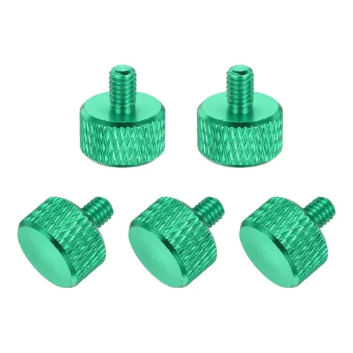 Vista 135 de MECCANIXITY 5 piezas M6x14mm Tornillos de pulgar estriado de cabeza plana, pernos de rosca completa de aleación de aluminio sólido para carcasas