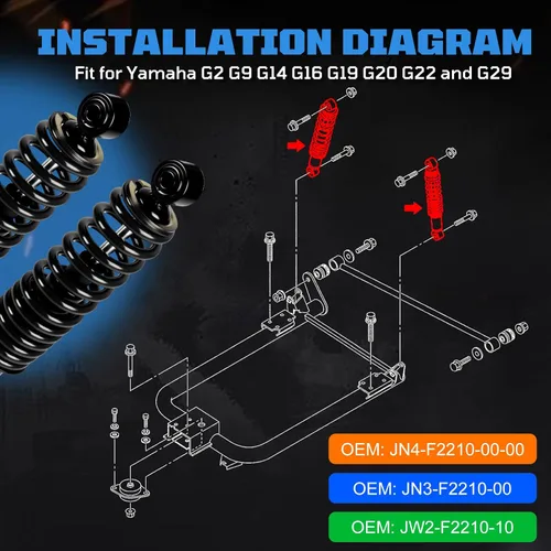 Vista 6 de iLSKW Amortiguador Trasero de Alta Resistencia para Carrito de Golf Yamaha con Resorte para Modelos de Gas y Eléctricos 1995 en adelante, G14, G16