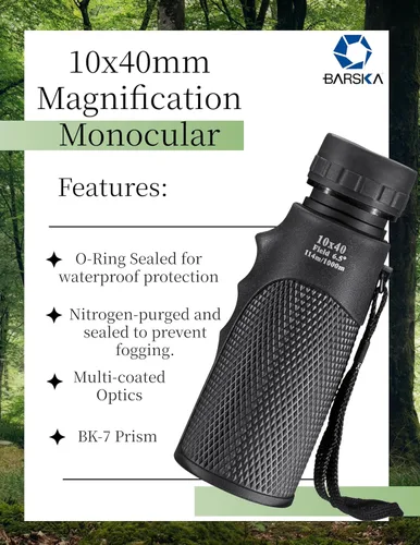 Vista 8 de Blackhawk Monocular impermeable de 10 x 40 pulgadas, a prueba de niebla, óptica multicapa, agarre antideslizante, observación de aves, senderismo