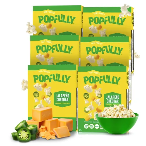 Vista 16 de POPFULLY Palomitas 94% libres de grasa totalmente explotadas, bolsas para compartir, sabor a mantequilla ligera, gran explosión, bolsas