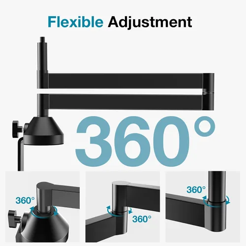 Vista 4 de InnoGear Brazo de Micrófono de Perfil Bajo, Soporte de Brazo de Micrófono Giratorio de 360°, Brazo Articulado de Micrófono de Escritorio Plegable