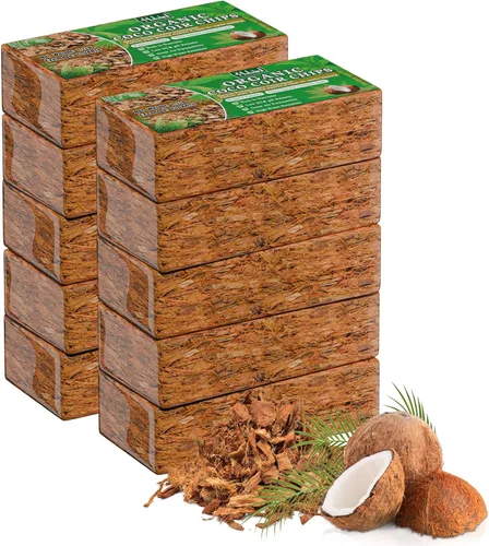 Vista 12 de Halatool 2 chips de cáscara de coco para plantas, 2.2 libras, 100% chips de coco orgánico con baja EC y pH equilibrado, sustrato de coco comprimido