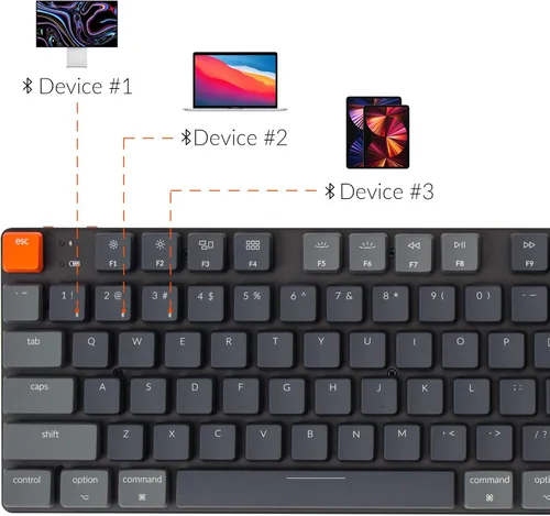 Vista 3 de Keychron K5 SE - Teclado mecánico inalámbrico ultra delgado de tamaño completo con 104 teclas intercambiables en caliente con Bluetoothcable USB