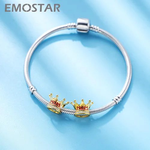 Vista 3 de EMOSTAR Dijes temáticos familiares para el Día de la Madre, plata de ley, padre, hija, hijo, nana, esposa marido, madrina, corona de mamá, cuentas