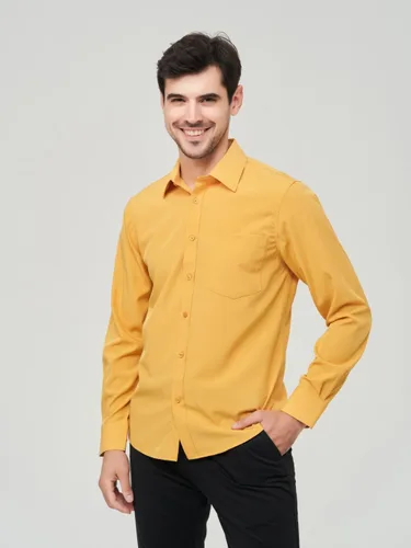 Vista 53 de corfty Camisa de vestir de manga larga para hombre, ajuste regular, elástica, sin arrugas, casual, con botones