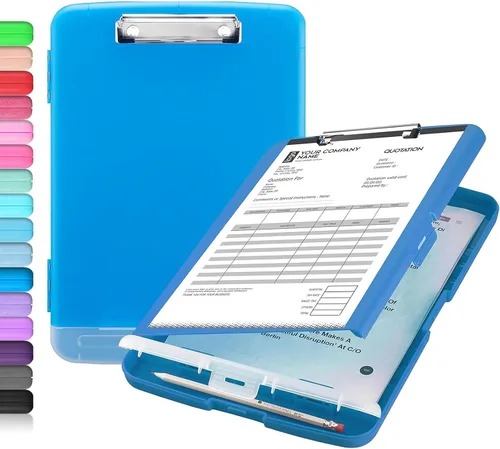 Vista 15 de Sooez - Sujetapapeles de documentos clínicos con almacenamiento, sujetapapeles de plástico resistente, de alta capacidad, con soporte para bolígrafo
