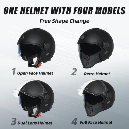 Vista 3 de TRIANGLE Cascos de motocicleta de cara completa, casco de motocross todoterreno para hombres y mujeres, doble visera con protector solar interno