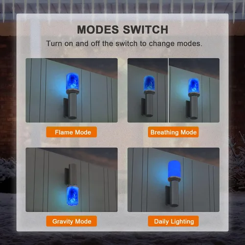 Vista 5 de Hompavo 【Actualizadas】Bombillas LED de llama, 4 modos de bombillas parpadeantes con efecto invertido, bombilla de llama E26 para Halloween, Navidad