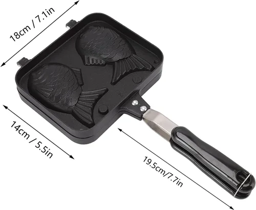 Vista 4 de Taiyaki Maker - Molde antiadherente para hacer pasteles calientes con forma de pez japonés, molde para waffle, molde doble para el hogar, bricolaje