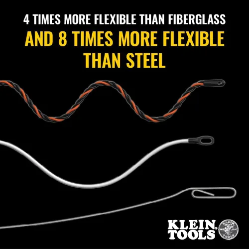 Vista 11 de Klein Tools 50375 Cinta de pescado de 75 pies, poliéster Hi-Flex, solución de tracción de cable eléctrico para flexibilidad y resistencia