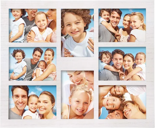 Vista 15 de Marco de fotos familiares de collage de 4 x 6 pulgadas, marco de fotos de collage de 6 aberturas para pared para soporte de mesa, juego de marcos