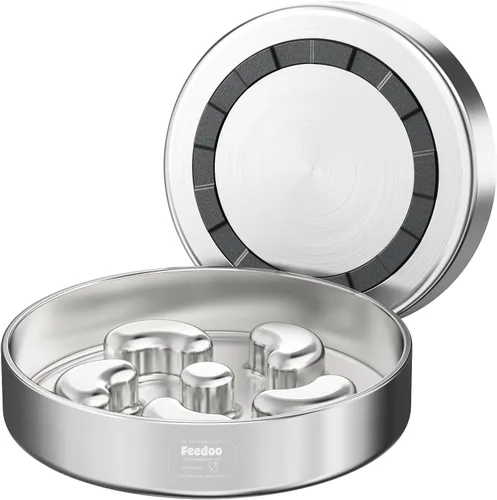 Vista 10 de Cuenco para perro de alimentación lenta, 1 taza para cachorros pequeños, cuenco de rompecabezas de acero inoxidable 304 de doble capa, antiasfixia