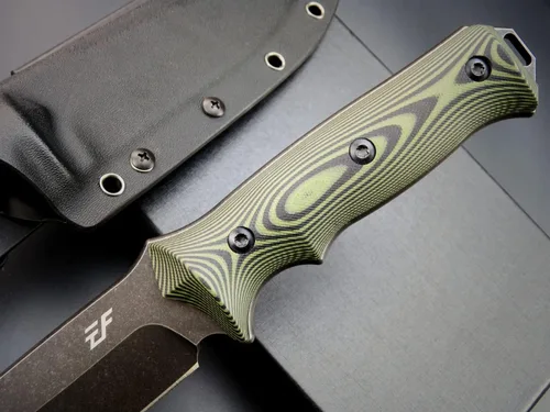 Vista 6 de Eafengrow EF128 Cuchillo de hoja fija DC53 Hoja de acero, mango G10 de dos tonos, cuchillo de hoja fija de espiga completa, cuchillo recto