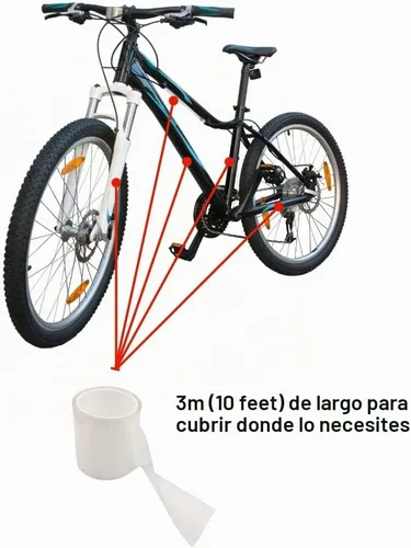 Vista 2 de TURBOOST Cinta de protección para marco de bicicleta, película protectora de esquina de protección de cadena de pintura MTB, transparente, 9.8 ft