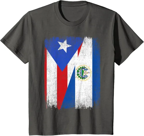 Vista 34 de Camiseta Half Puerto Rico El Salvador Flag Orgullo Salvadoreño Roots