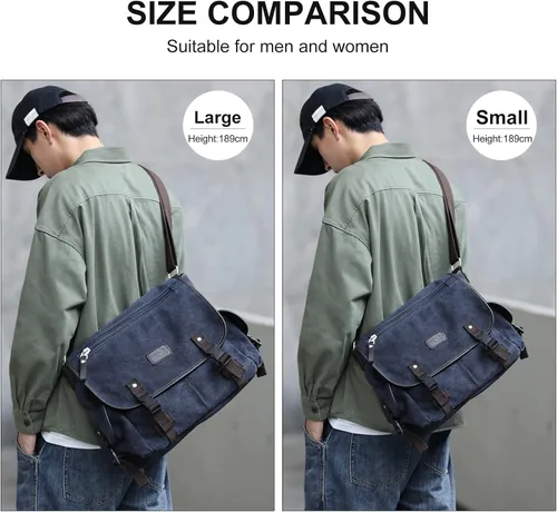 Vista 3 de Bolso de mensajero para hombre resistente al agua unisex bolsas de mensajero vintage para mujer bolsa de laptop de 14 pulgadas y 156 pulgadas