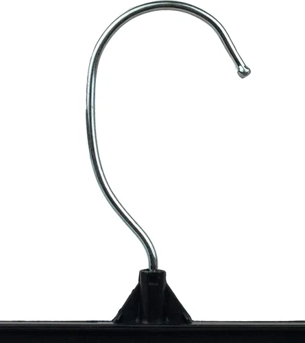 Vista 4 de HangOn Perchas para pantalones de plástico reciclado con clips acanalados, color negro, 14 pulgadas, paquete de 10