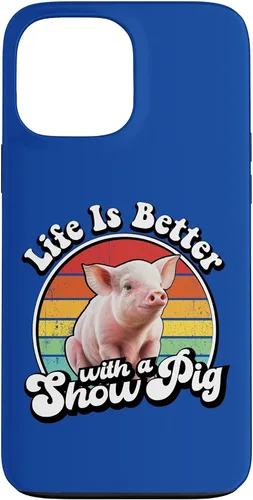 Vista 24 de Mens Womens Retro Vintage Life is Better Cute Show Pig Lover Case for iPhone 17