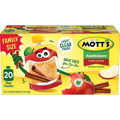 Vista 14 de Mott's Puré de manzana y canela, bolsas transparentes de 3.2 onzas, paquete de 20