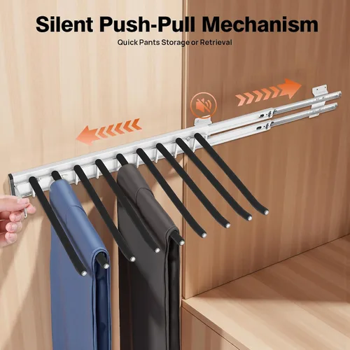Vista 6 de Perchero extraíble para pantalones con 9 brazos, percha de acero para pantalones, perchero extraíble, riel extensible para ahorrar espacio