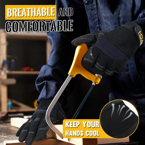Vista 3 de HLDD HANDLANDY Work Gloves Women, Safety Work Gloves Touchscreen Working Glove for Mechanic, Gardening, Construction, DIY Negro
