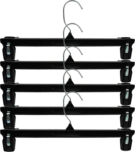 Vista 6 de HangOn Perchas para pantalones de plástico reciclado con clips acanalados, color negro, 14 pulgadas, paquete de 10